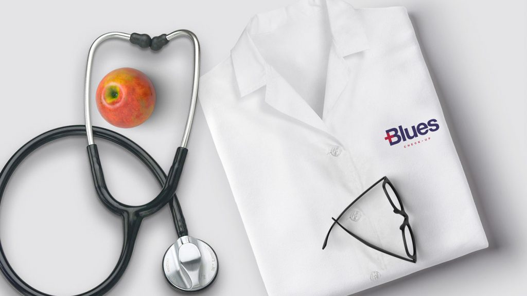 医疗机构Blues品牌形象设计，深色简约彰显专业特性，形象设计也是别具一格
