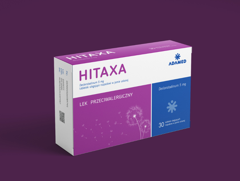 HITAXA 抗轻度过敏药品包装设计“色块风格”手法