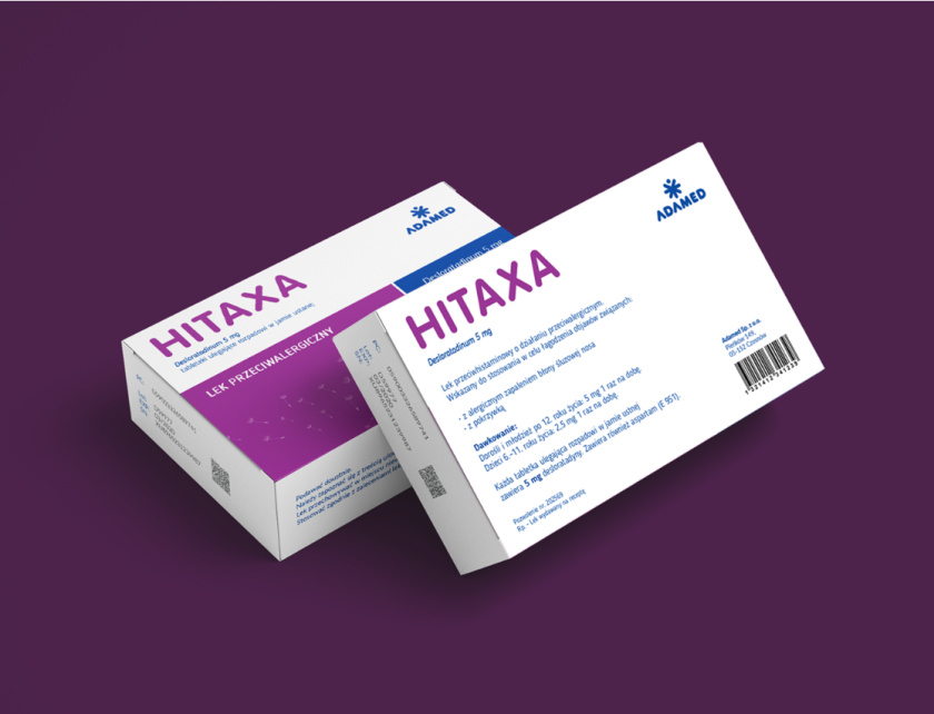 HITAXA 抗轻度过敏药品包装设计“色块风格”手法